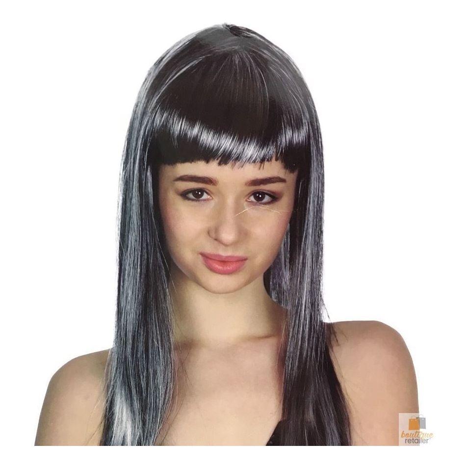 LONG WIG Straight Party Hair Costume Fringe Cosplay Fancy Dress 70cm Womens - Grey (22467)