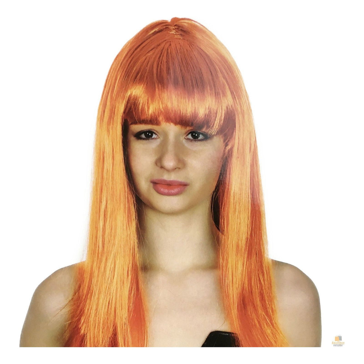 LONG WIG Straight Party Hair Costume Fringe Cosplay Fancy Dress 70cm Womens - Orange (22462)