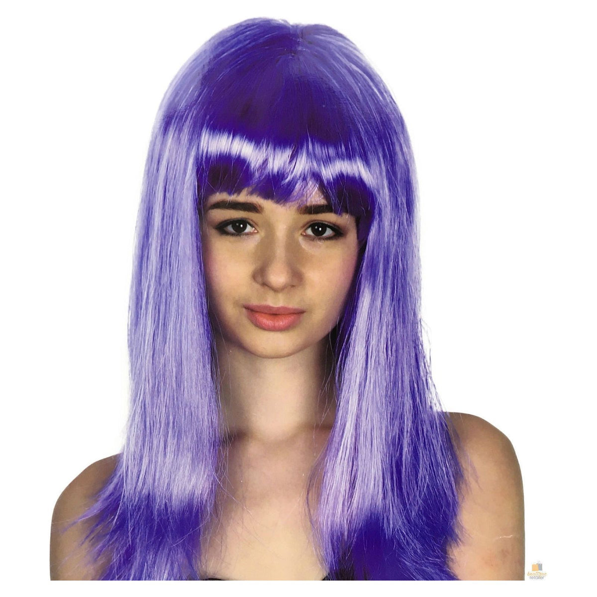 LONG WIG Straight Party Hair Costume Fringe Cosplay Fancy Dress 70cm Womens - Purple (22456)