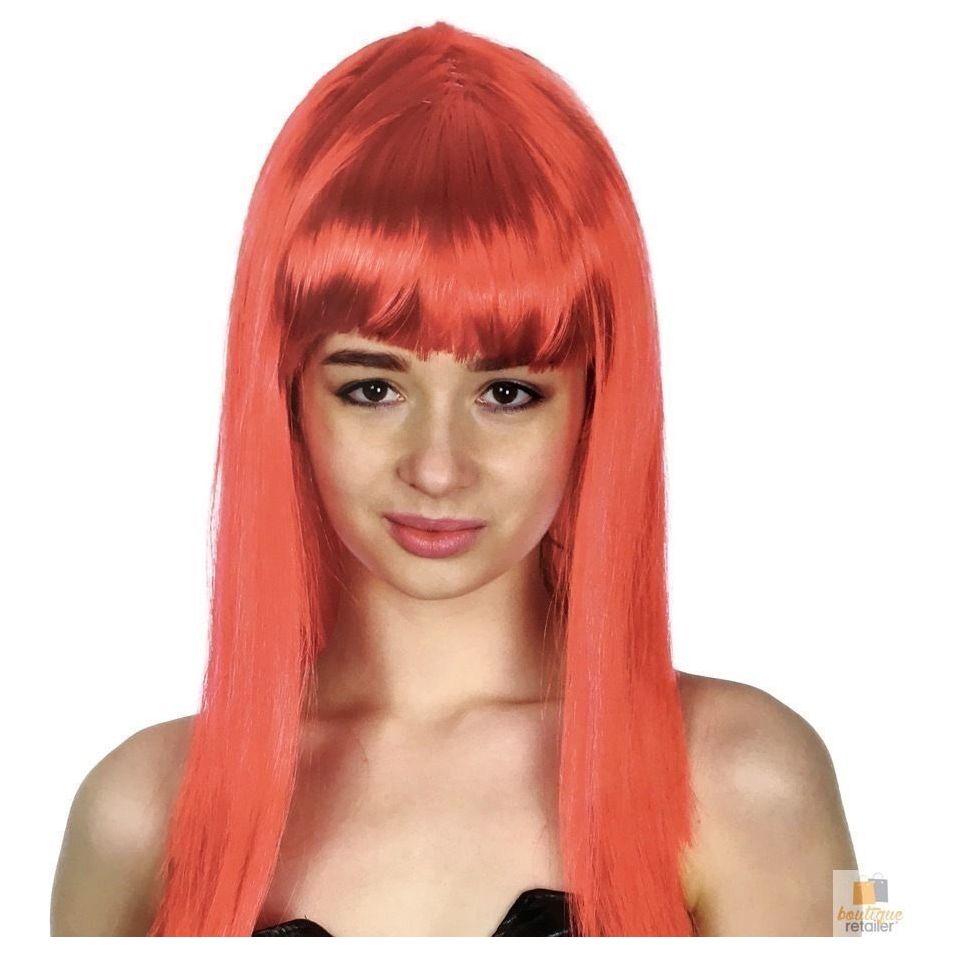 LONG WIG Straight Party Hair Costume Fringe Cosplay Fancy Dress 70cm Womens - Red (22452)