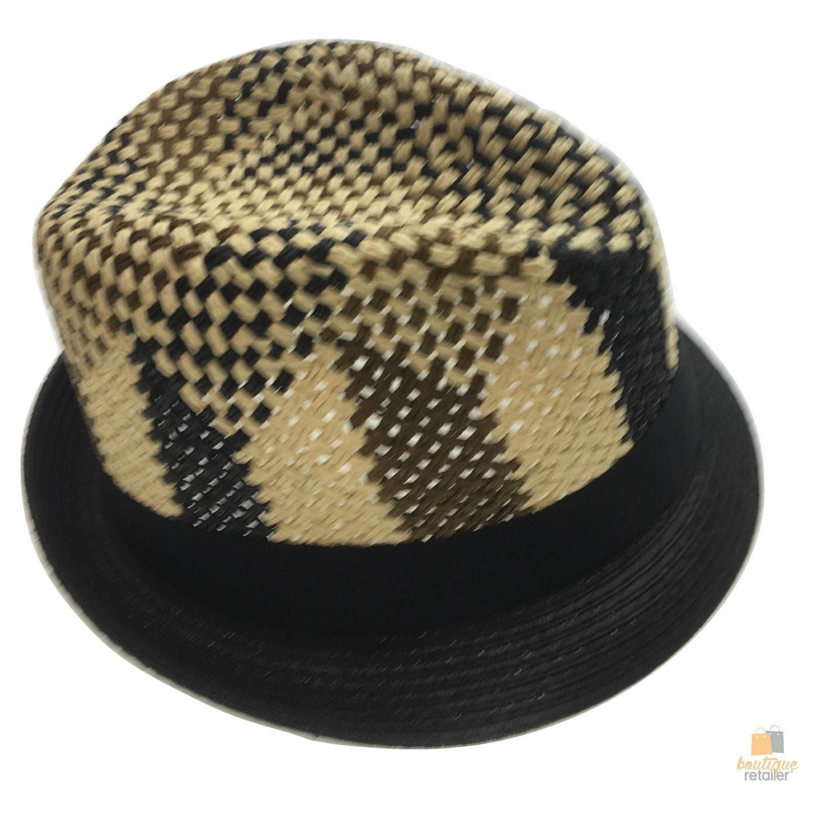 3 Tone Lattice Weave PAPER STRAW TRILBY HAT Fedora Trim Sun Summer Cap - M (57cm)