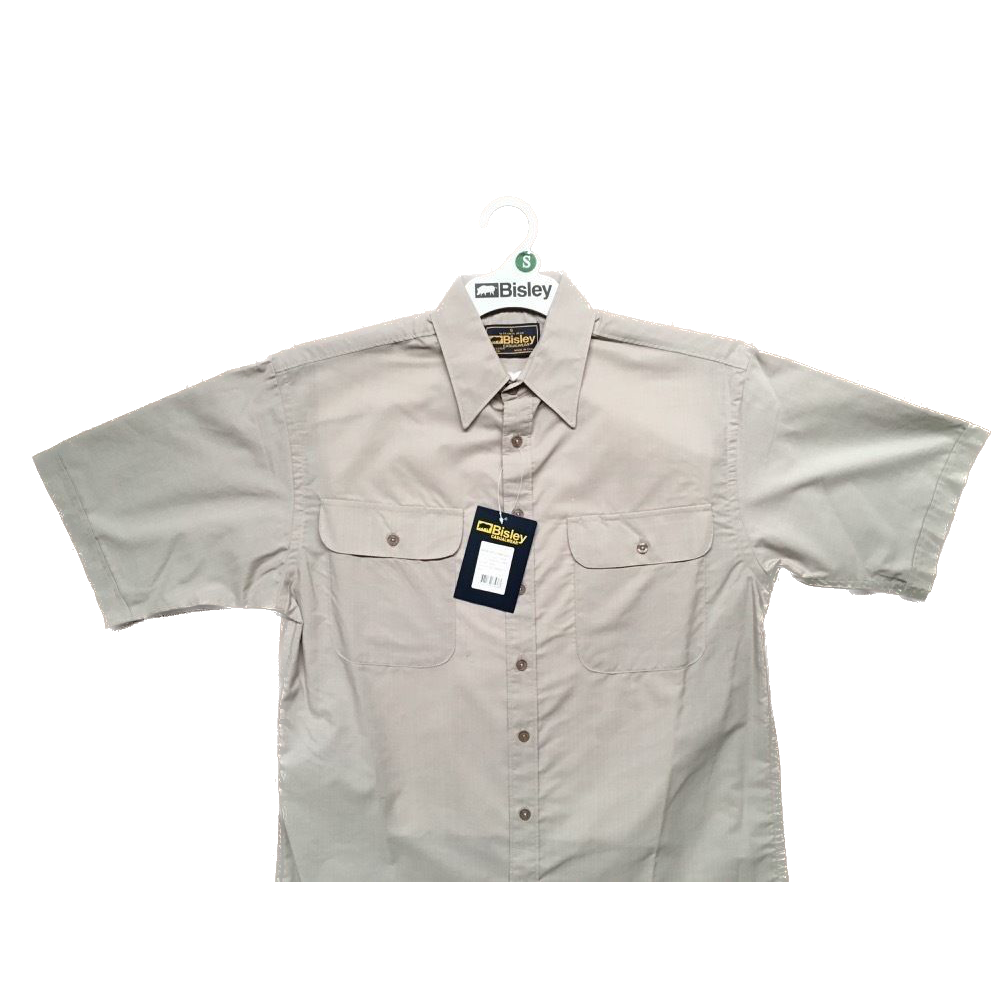 BISLEY SHORT SLEEVE SHIRT Everyday Casual Business Work Cotton Blend Check - BS2486_BBOG (BOG) - S