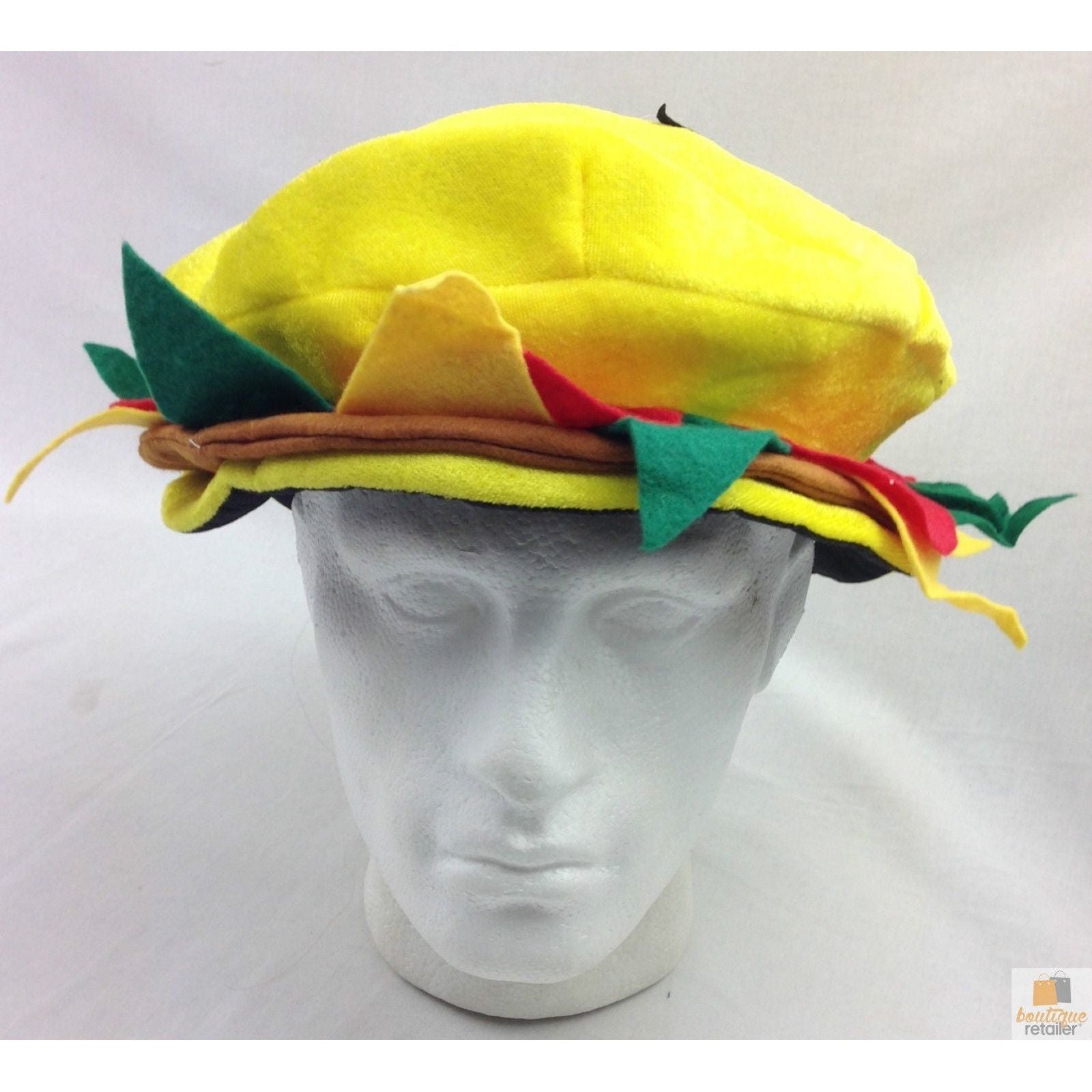 BURGER HAT Costume Party Adult Unisex Novelty Cap Funny Fast Food Hamburger