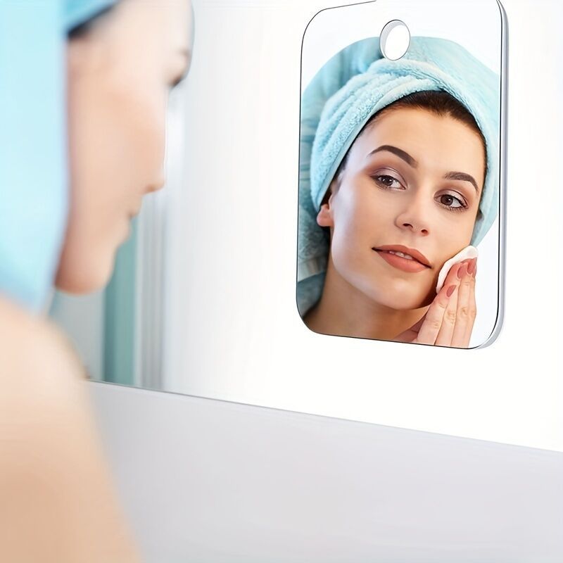 Anti-Fog Shower Mirror 17x13cm Unbreakable Frameless Hanging Bathroom Shaving