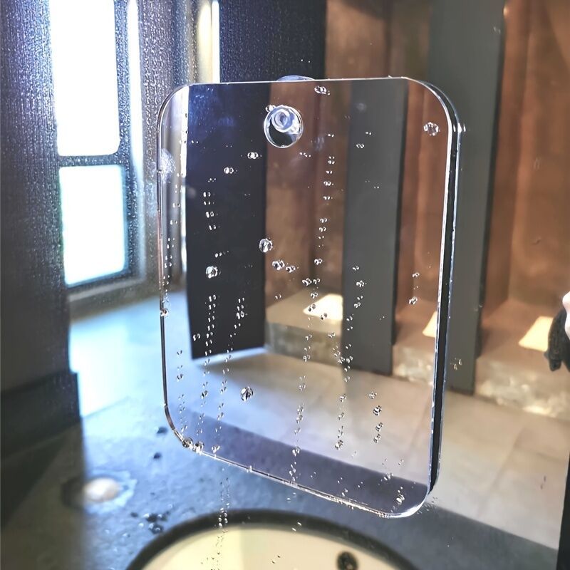 Anti-Fog Shower Mirror 17x13cm Unbreakable Frameless Hanging Bathroom Shaving