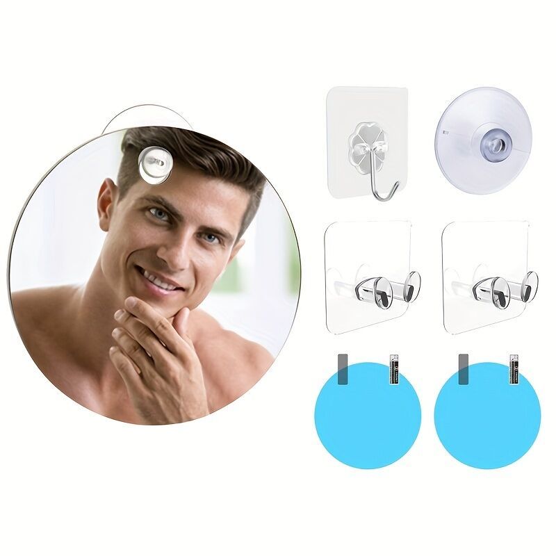 Anti-Fog Shower Mirror 17x13cm Unbreakable Frameless Hanging Bathroom Shaving