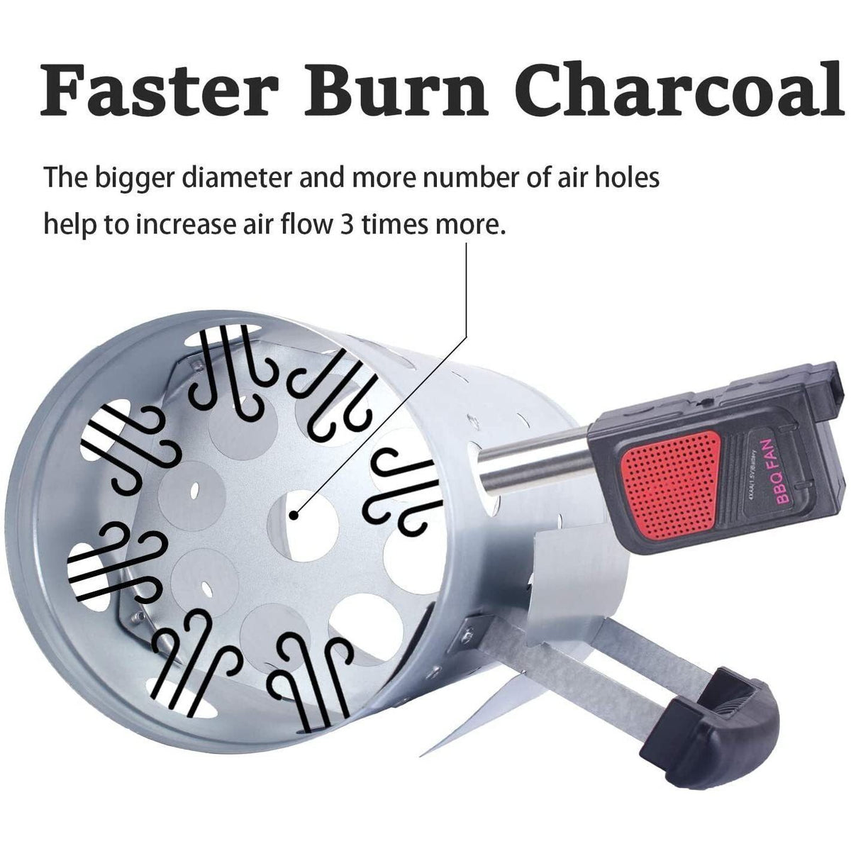 Large Chimney Starter Firewood Quick Rapid Charcoal Lighter Stove For Barbecue