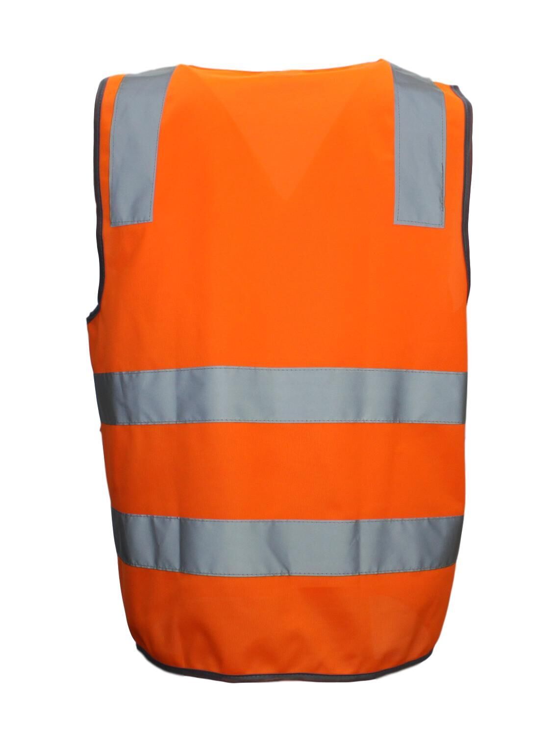 Hi Vis Safety Vest Reflective Tape Zip Up Workwear Pocket High Visibility in Orange - S