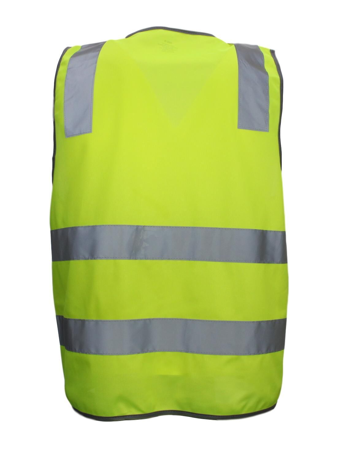 Hi Vis Safety Vest Reflective Tape Zip Up Workwear Pocket High Visibility in Yellow - XXL