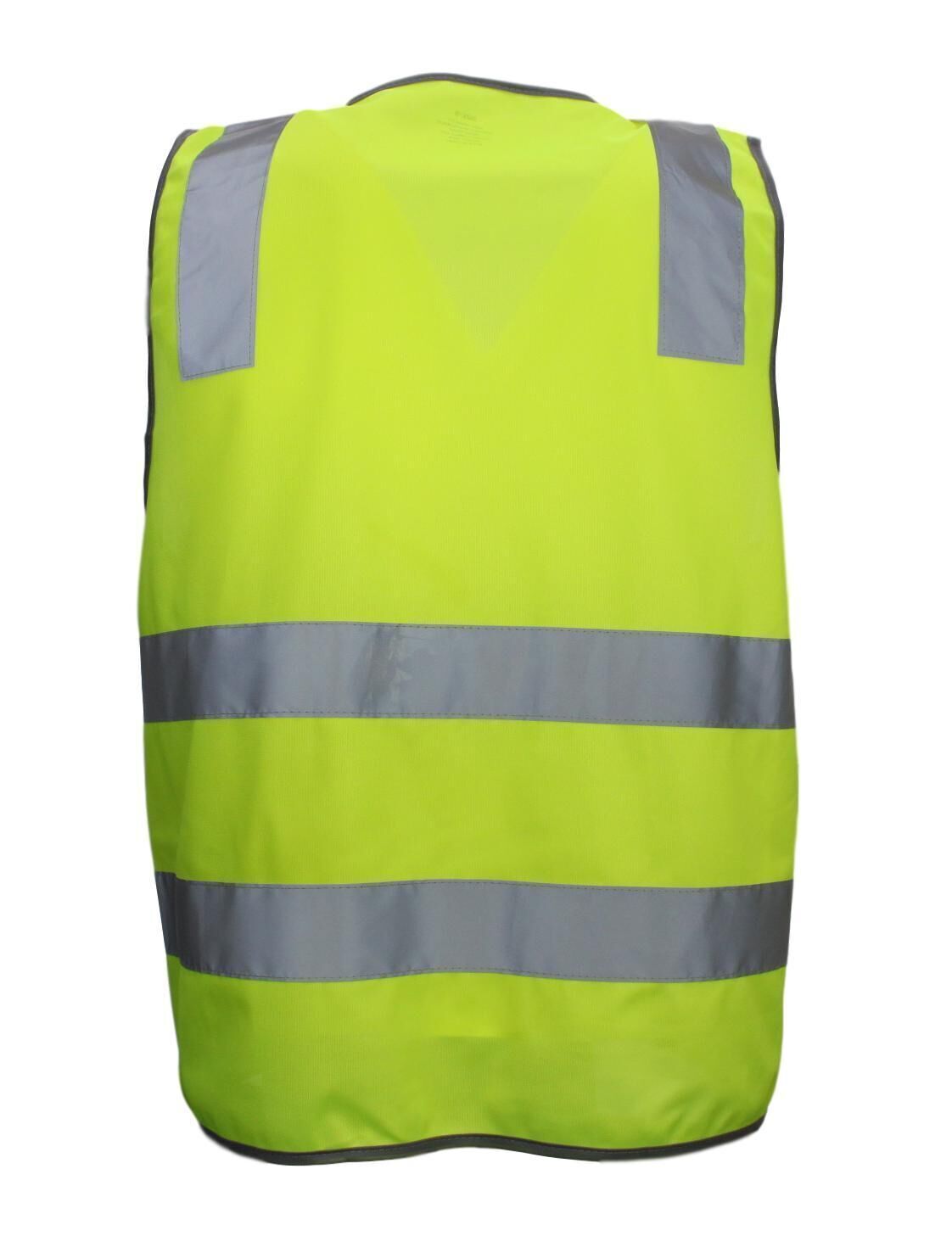 Hi Vis Safety Vest Reflective Tape Zip Up Workwear Pocket High Visibility in Yellow - XXL
