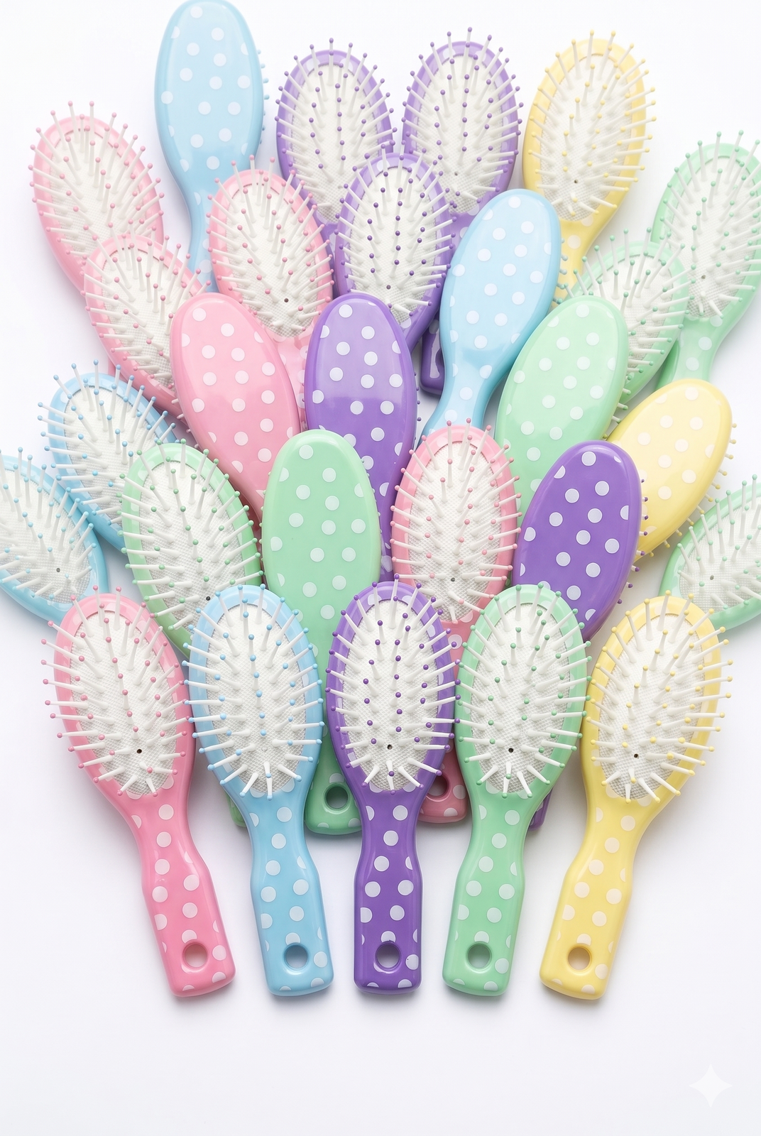 Kids Mini Polka Dot Mini Hairbrush 12.5cm in Assorted Colours - Pack of 24