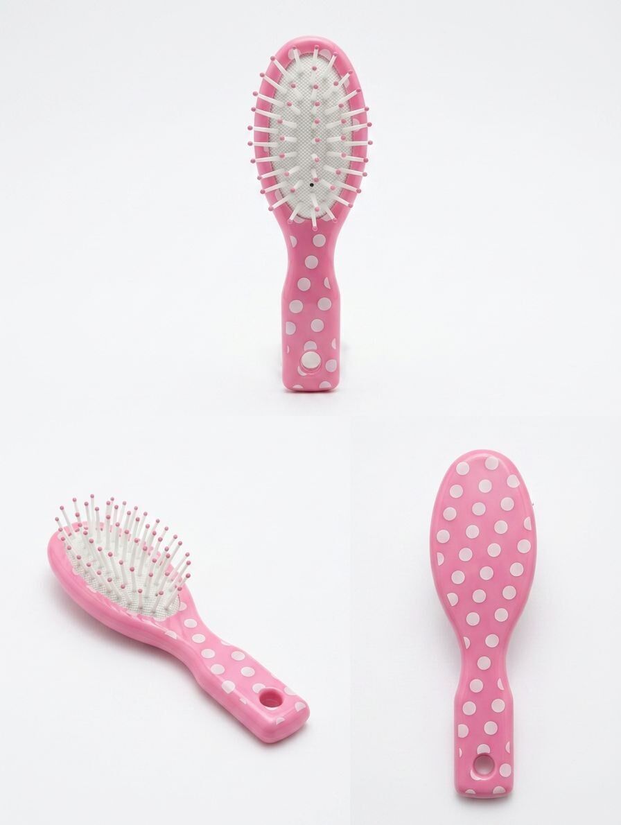 Kids Mini Polka Dot Mini Hairbrush 12.5cm in Assorted Colours - Pack of 24