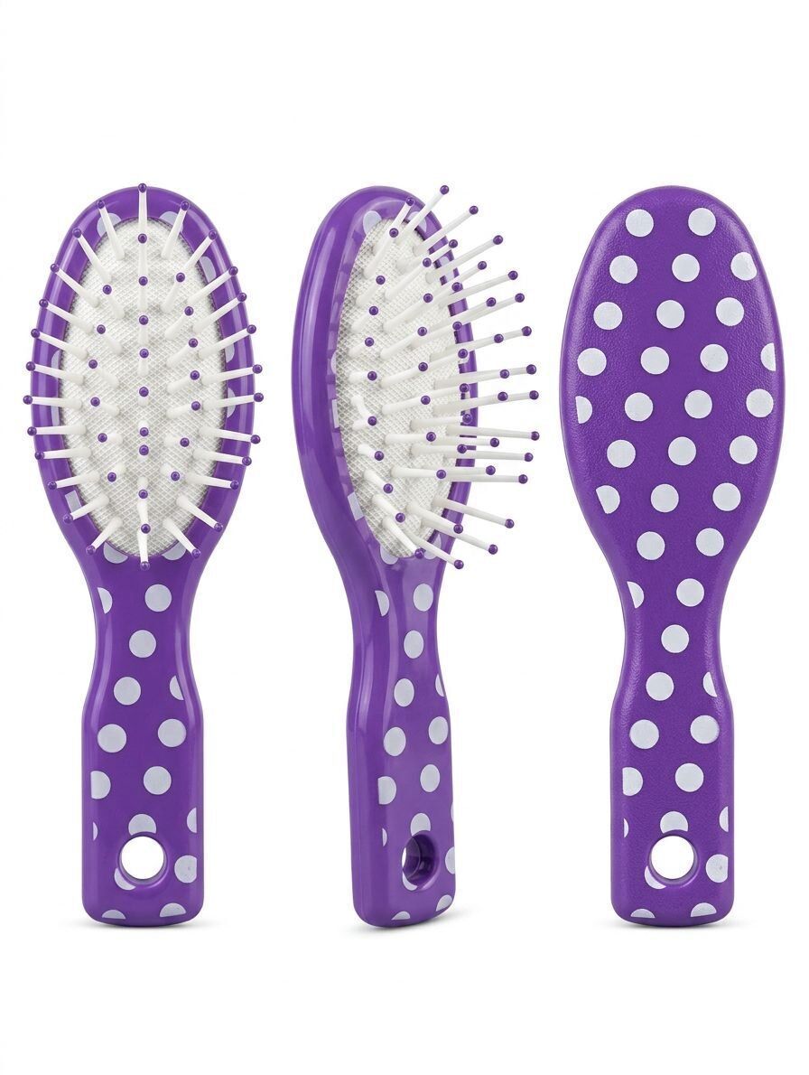 Kids Mini Polka Dot Mini Hairbrush 12.5cm in Assorted Colours - Pack of 24