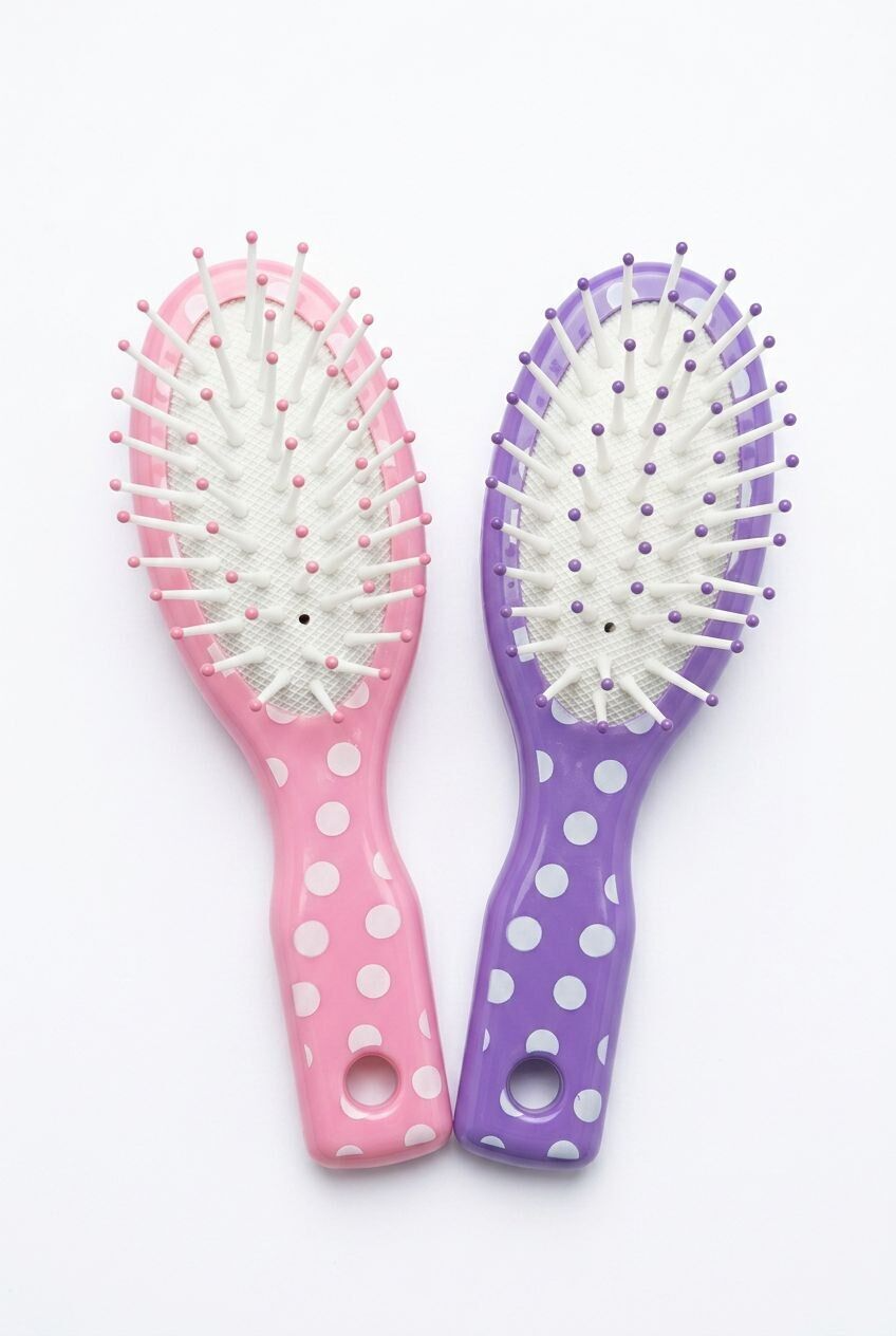 Kids Mini Polka Dot Mini Hairbrush 12.5cm in Assorted Colours - Pack of 24