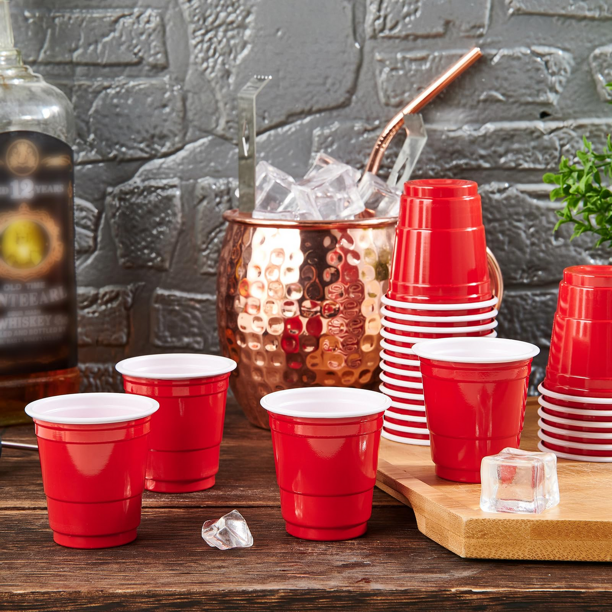 576x 2oz (60ml) Premium Plastic Red Mini Shot Cups Extra Strong PET BPA Free