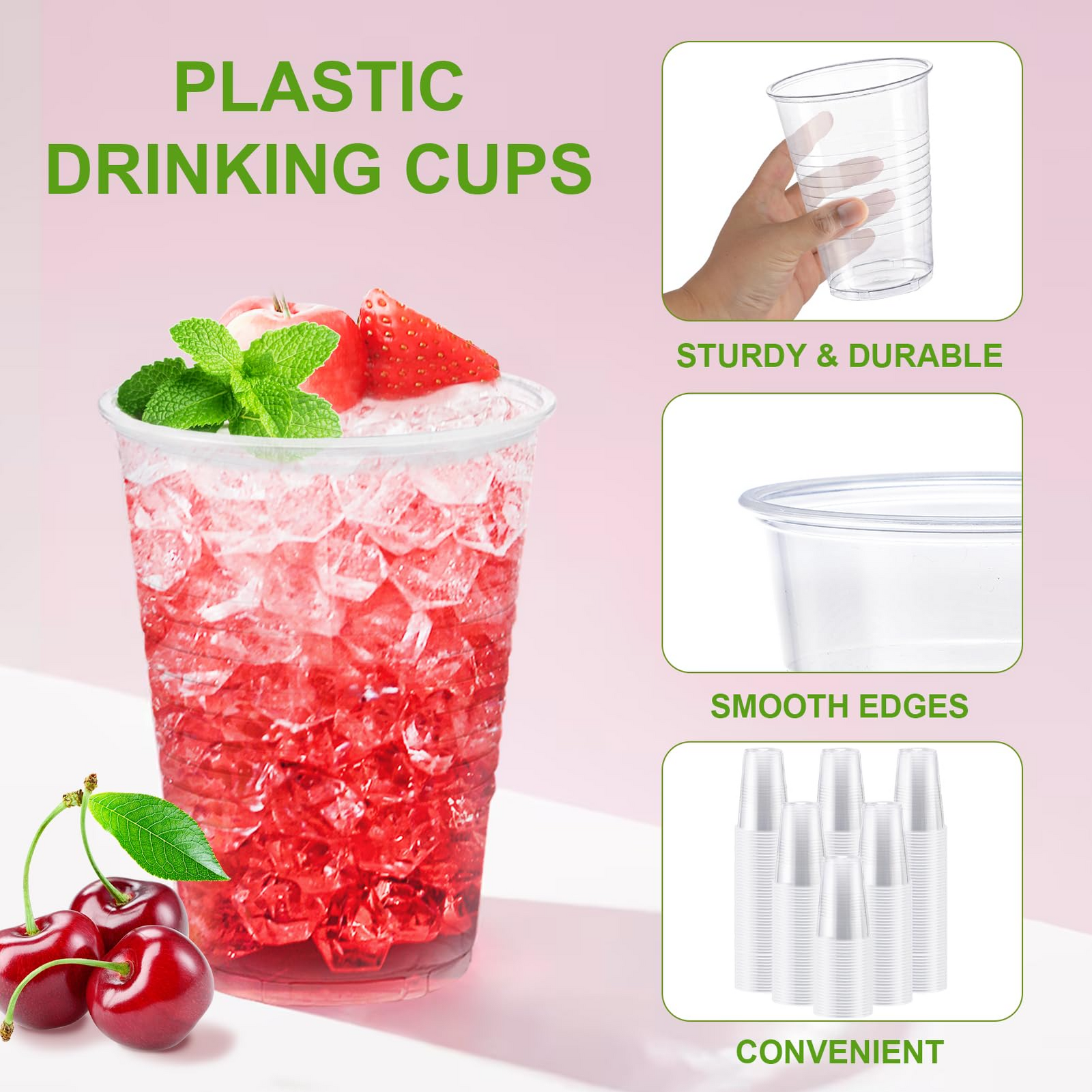 1200x 9oz (266ml) Premium Plastic Clear Cups Extra Strong PET BPA Free