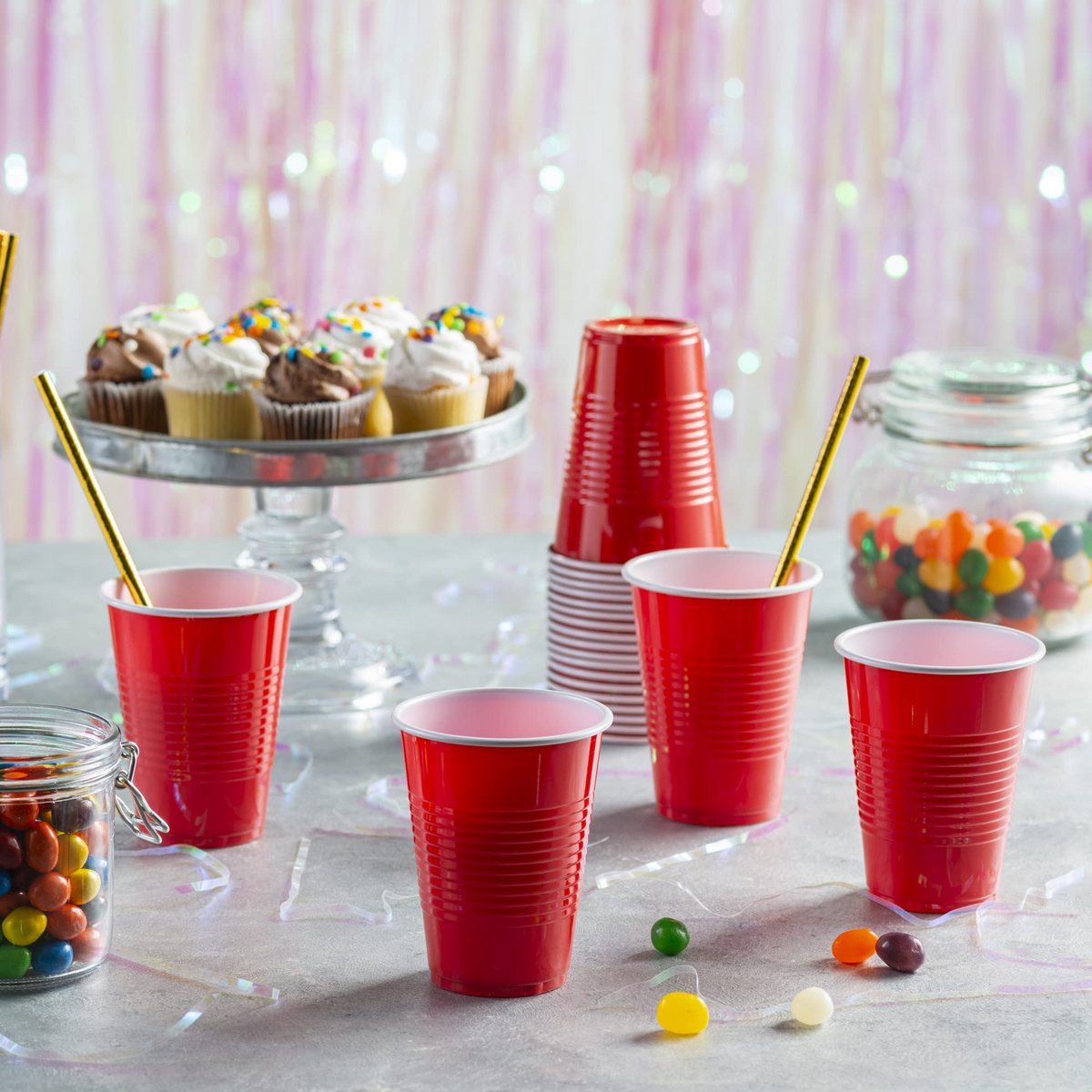 720x 9oz (266ml) Premium Plastic Red Cups Extra Strong PET BPA Free