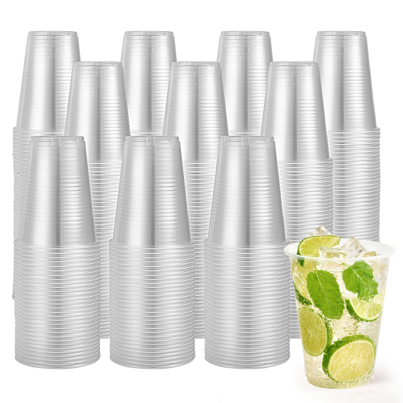 640x 16oz (480ml) Premium Plastic Clear Cups Extra Strong PET BPA Free