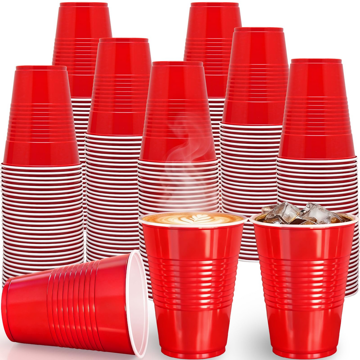 384x 16oz (480ml) Premium Plastic Red Cups Extra Strong PET BPA Free
