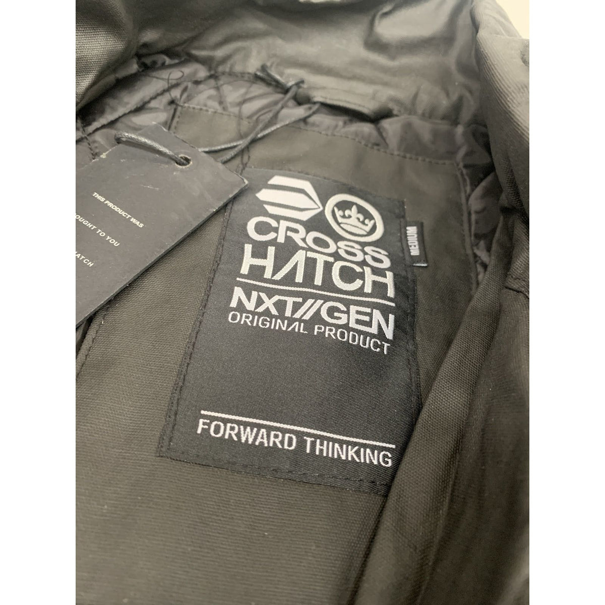 Crosshatch Mens Vinyl Quilted Jacket Warm Winter Joseph Style - Black - Medium