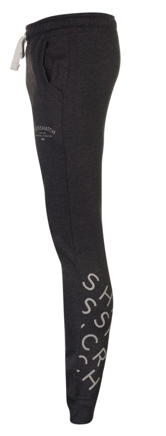 CROSSHATCH Leeroy Skinny Track Pants Slim Trousers Cotton Gym Trackies Joggers - Night Sky
