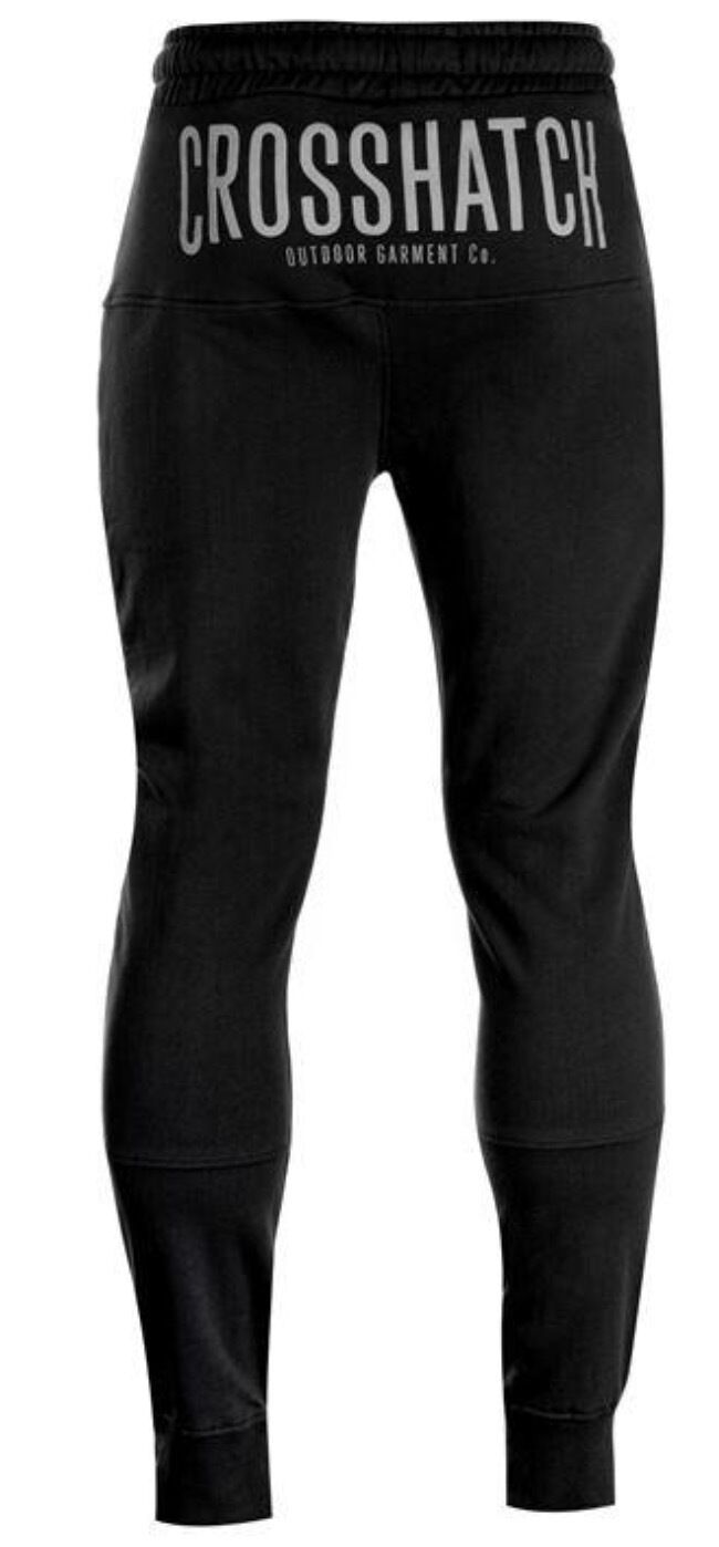 CROSSHATCH Seton  Skinny Track Pants Slim Trousers Cotton Gym Trackies Joggers - Black