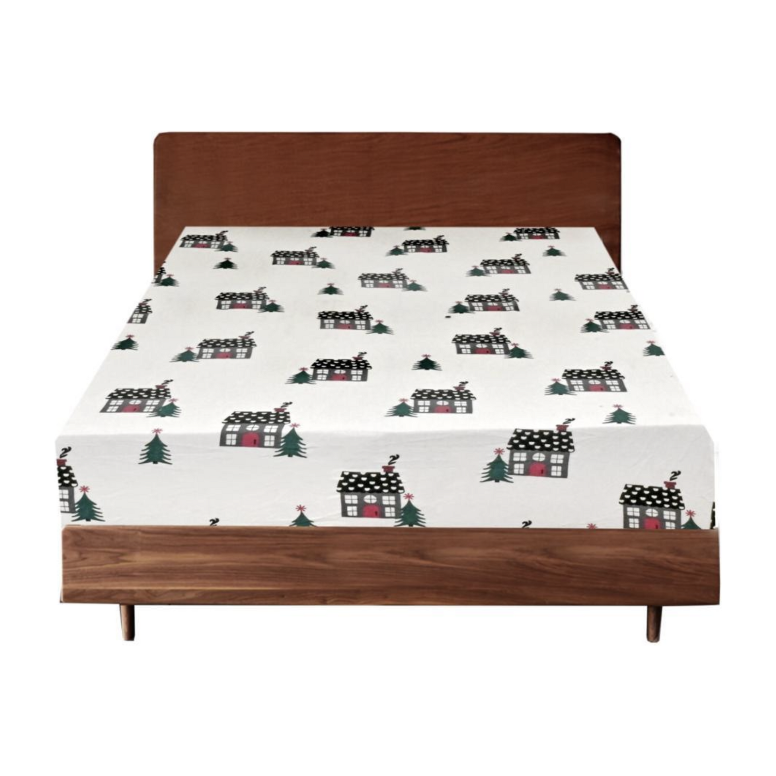 Queen Luxury 100% Cotton Flannelette Fitted Bed Sheet Xmas Flannel - Beige