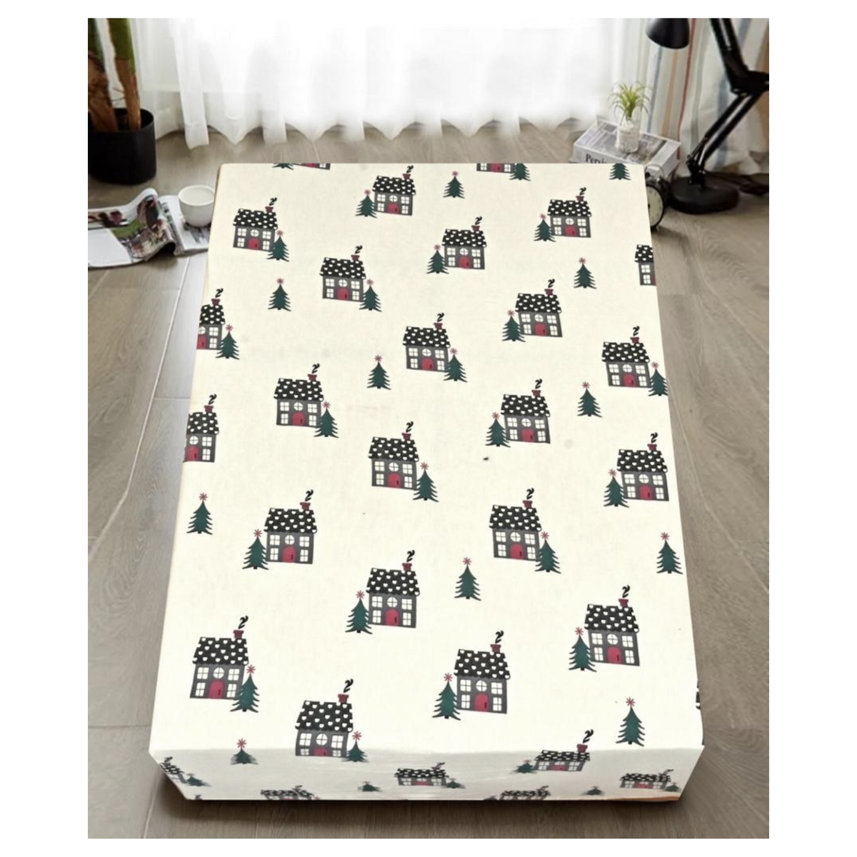 Queen Luxury 100% Cotton Flannelette Fitted Bed Sheet Xmas Flannel - Beige