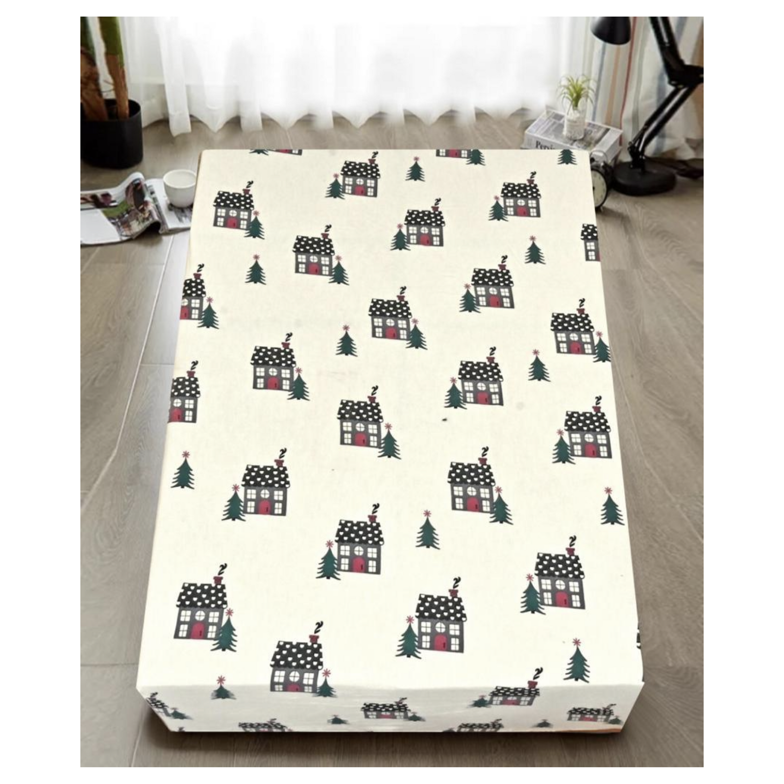 Queen Luxury 100% Cotton Flannelette Fitted Bed Sheet Xmas Flannel - Beige
