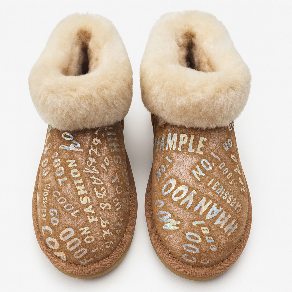 Womens Australian Sheepskin Wool Fur Mini UGG Ankle Boots in Metallic Chestnut - 5