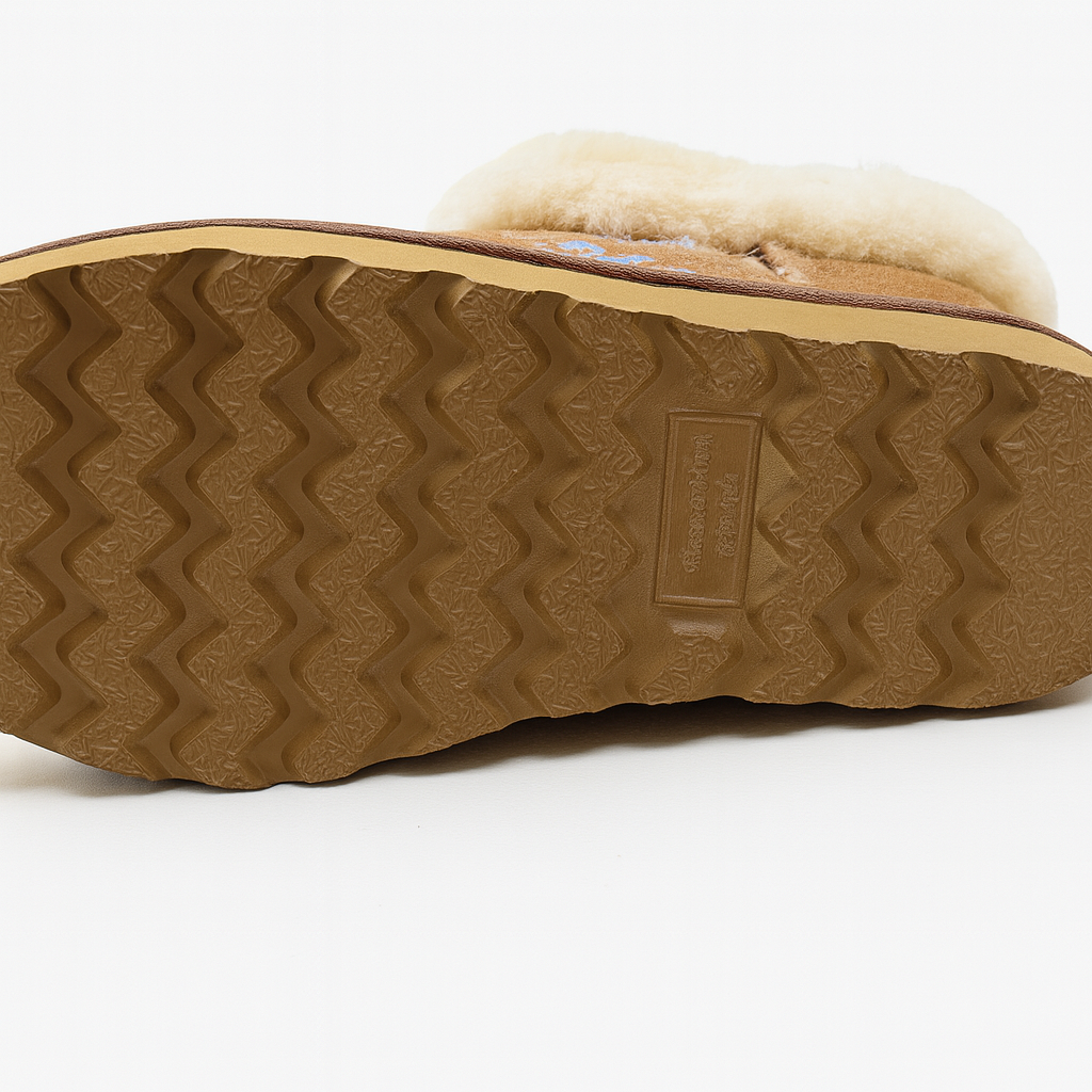 Womens Australian Sheepskin Wool Fur Mini UGG Ankle Boots in Metallic Chestnut - 7