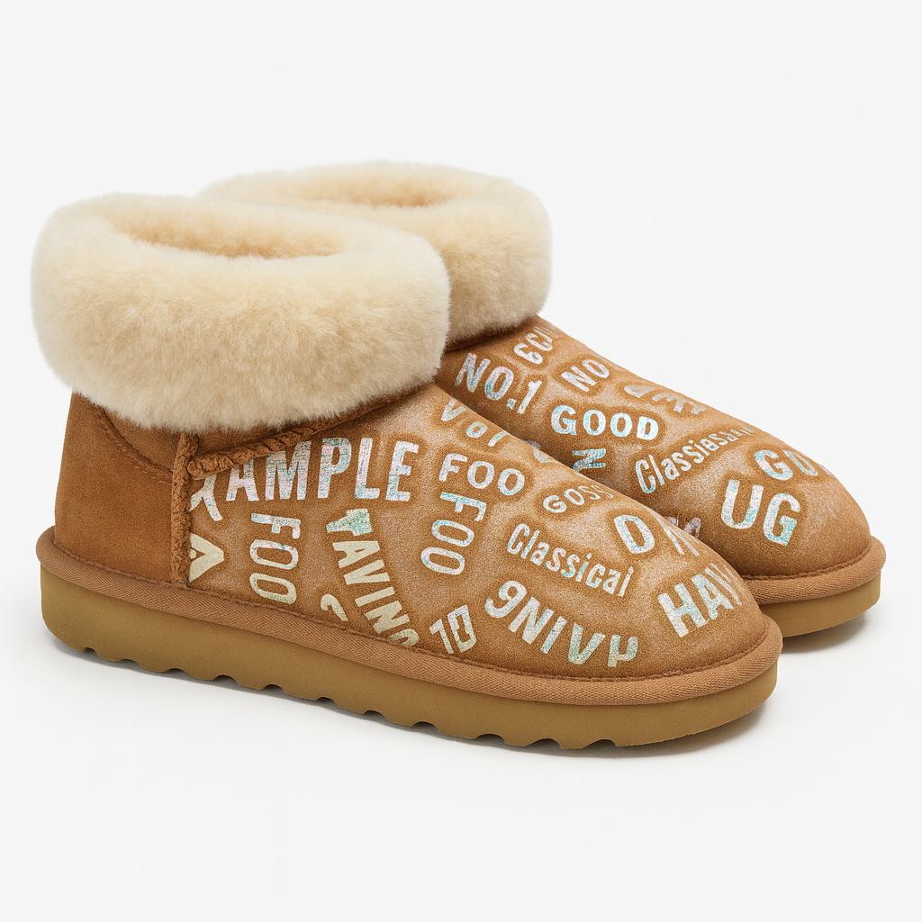 Womens Australian Sheepskin Wool Fur Mini UGG Ankle Boots in Metallic Chestnut - 8