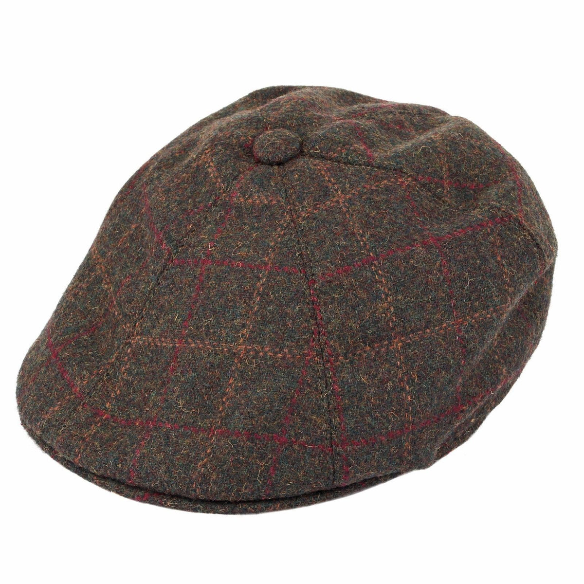 Dents Window Pane Check Driver Cap Driving Cabbie Quilted Satin - Olive