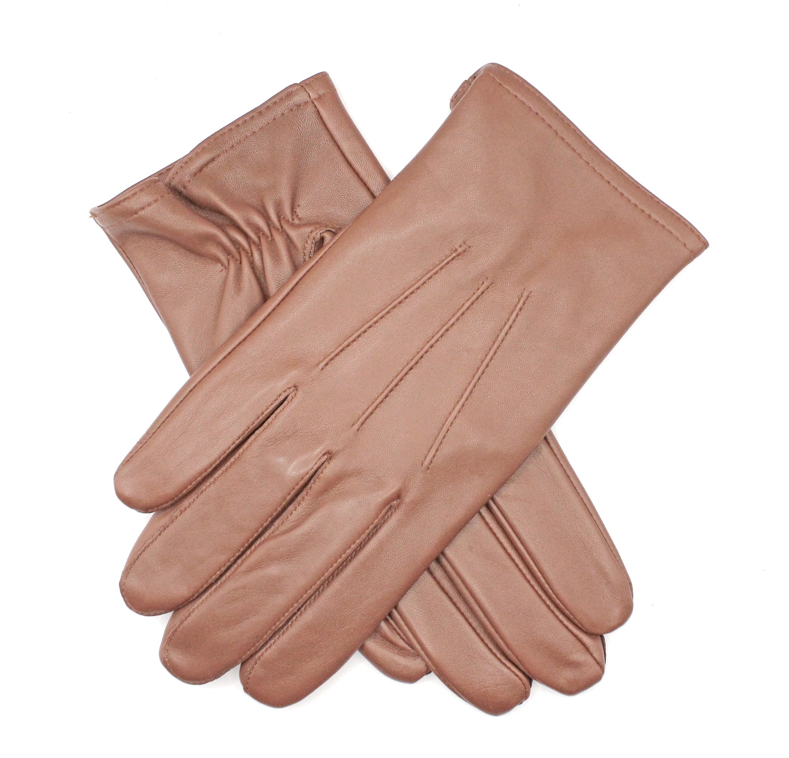 Dents Mens Genuine Full Grain Leather Gloves 3 Point Stitch Fleece Lined Warm Winter - Cognac - X-Large