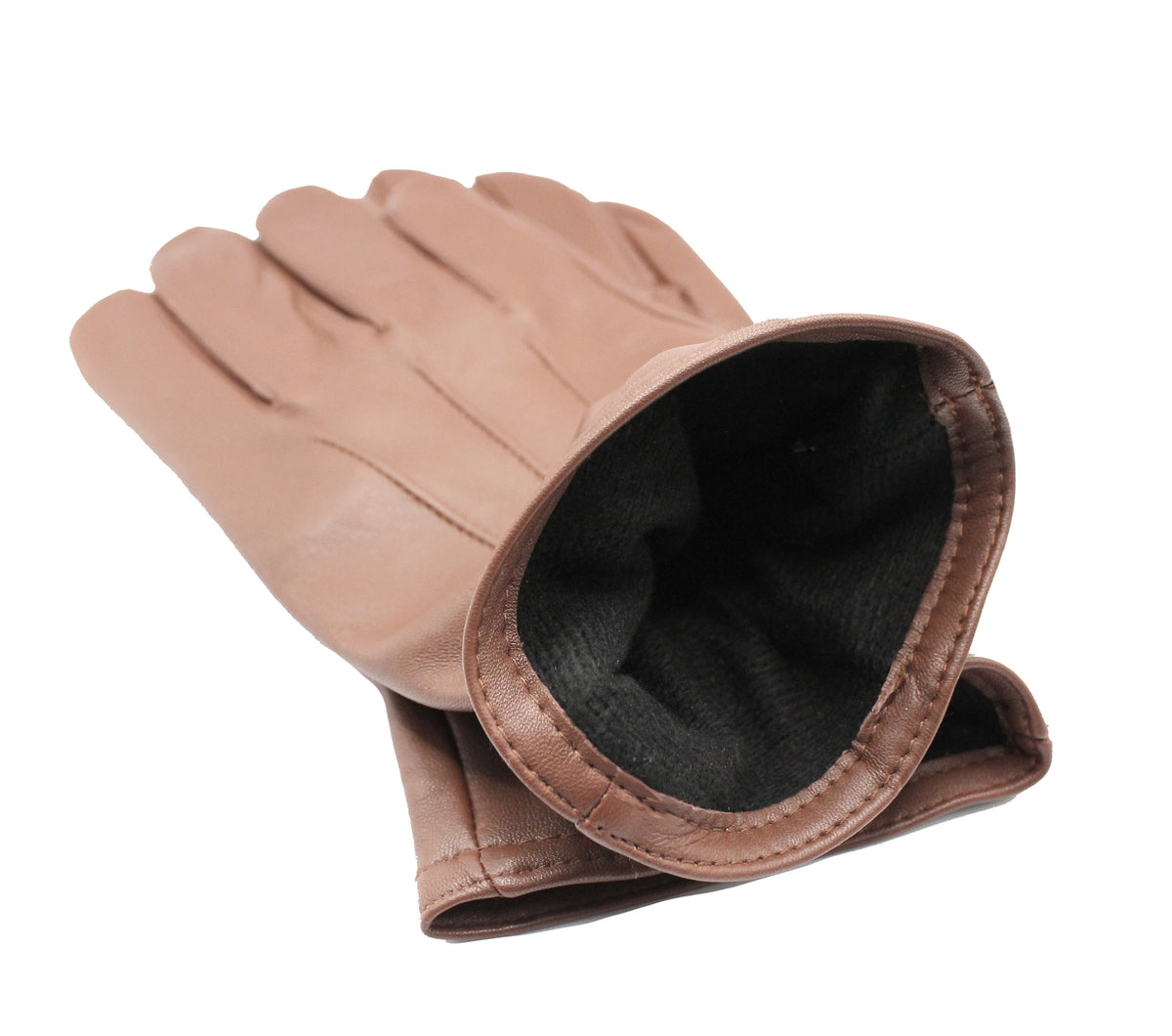Dents Mens Genuine Full Grain Leather Gloves 3 Point Stitch Fleece Lined Warm Winter - Cognac - X-Large