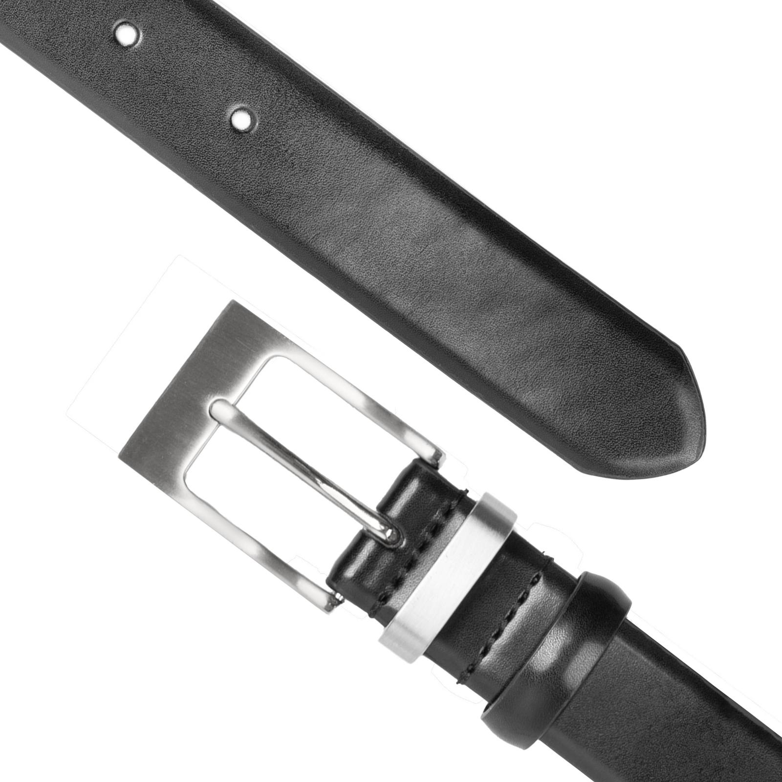 Double Keeper Leather Dress Belt in Black