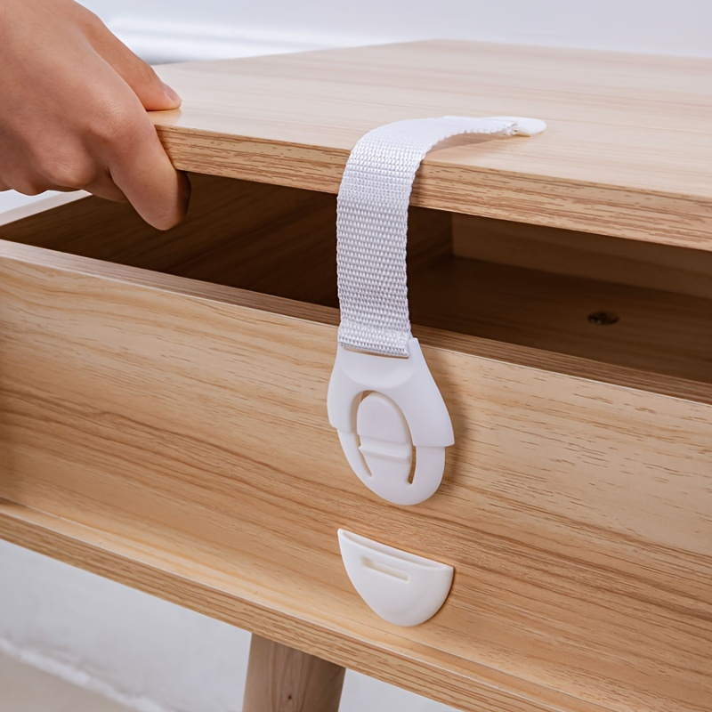 10x Kids Child-Safe Cabinet/Drawer Latch Locks No-Drill Baby Adhesive Straps in White