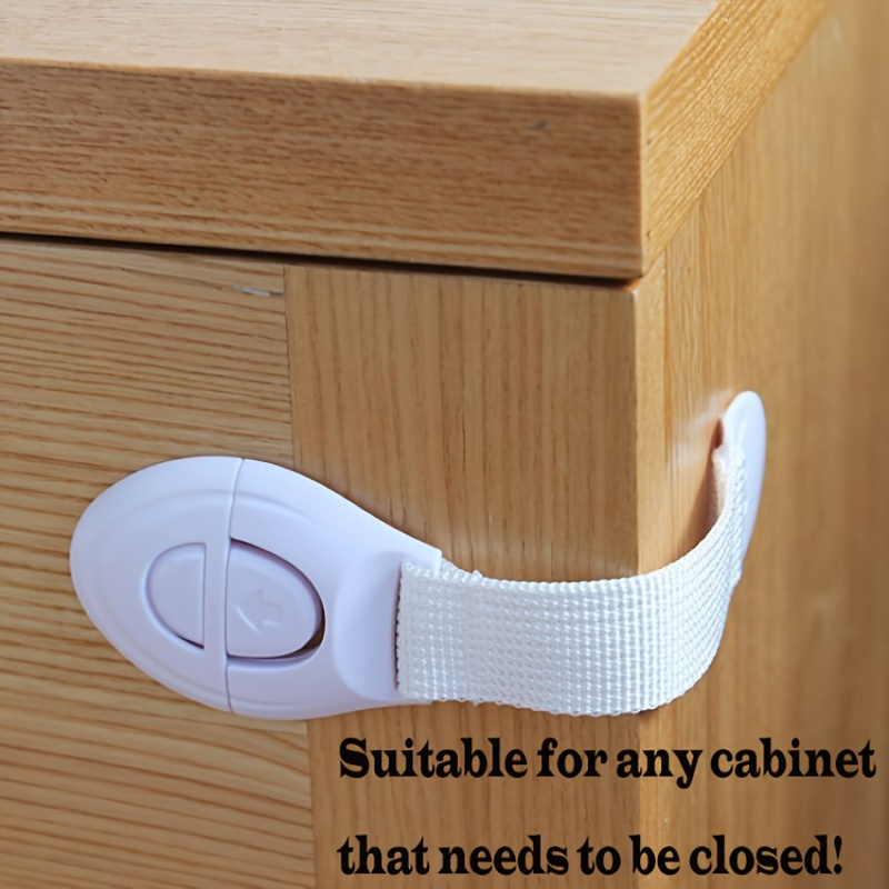 10x Kids Child-Safe Cabinet/Drawer Latch Locks No-Drill Baby Adhesive Straps in White