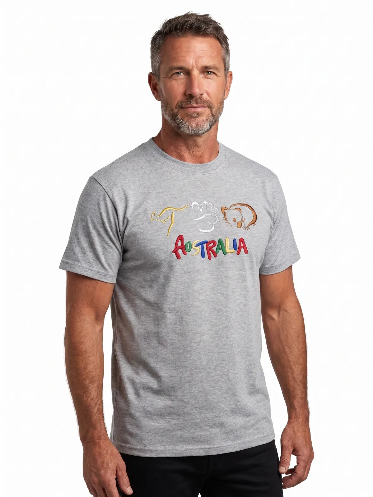 Adult Australia T Shirt Kangaroo Koala 100% Cotton Souvenir Tee Top - Grey