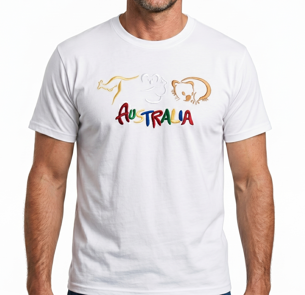 Adult Australia T Shirt Kangaroo Koala 100% Cotton Souvenir Tee Top - White