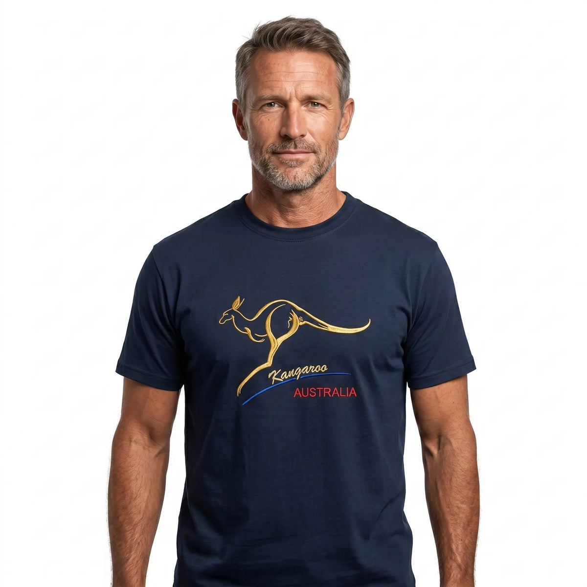 Adult Australian Kangaroo T Shirt Australia Day 100% Cotton Souvenir Tee Top - Navy