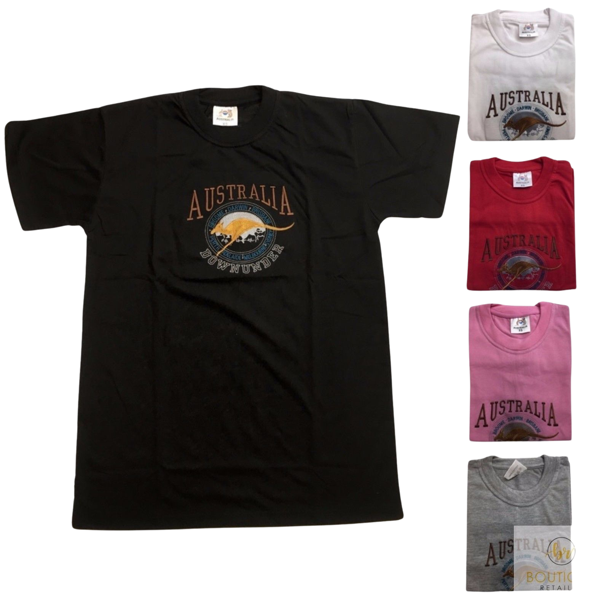 Adult Australia Kangaroo T Shirt Australia Day Souvenir Tee Top 100% Cotton - Grey - S