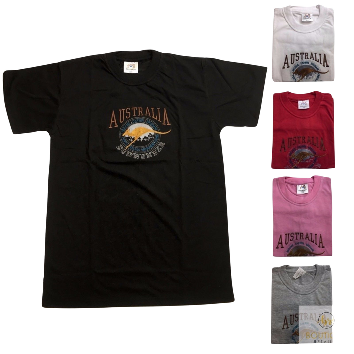 Adult Australia Kangaroo T Shirt Australia Day Souvenir Tee Top 100% Cotton - Grey - XS