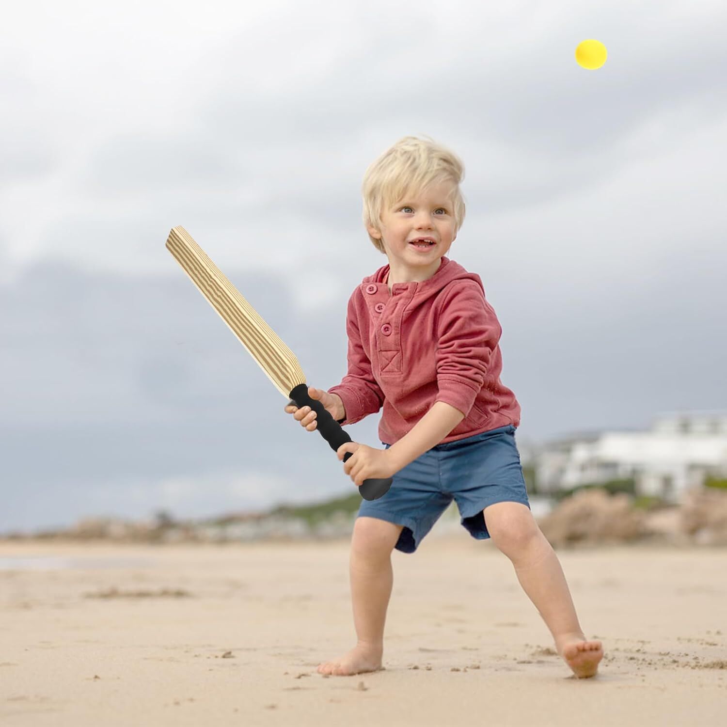 Kids Soft Foam Sturdy Cricket Bat & Ball Set 58cm Backyard Beach Sports Toy Kit