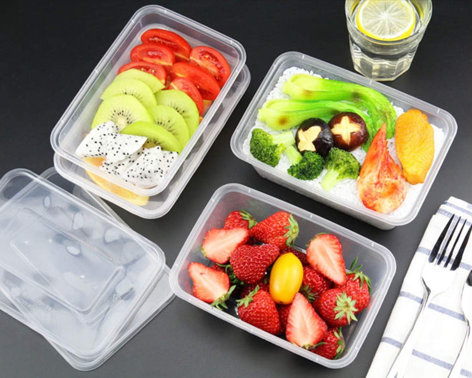500pcs 350ml Reusable Food Containers Plastic Meal Prep Storage w/Lids - BPA Free