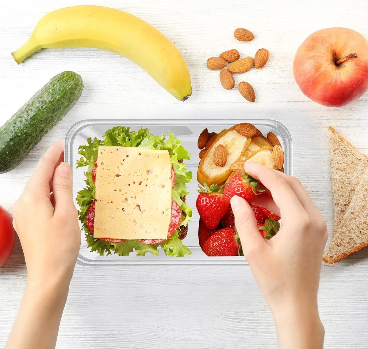 500pcs 350ml Reusable Food Containers Plastic Meal Prep Storage w/Lids - BPA Free