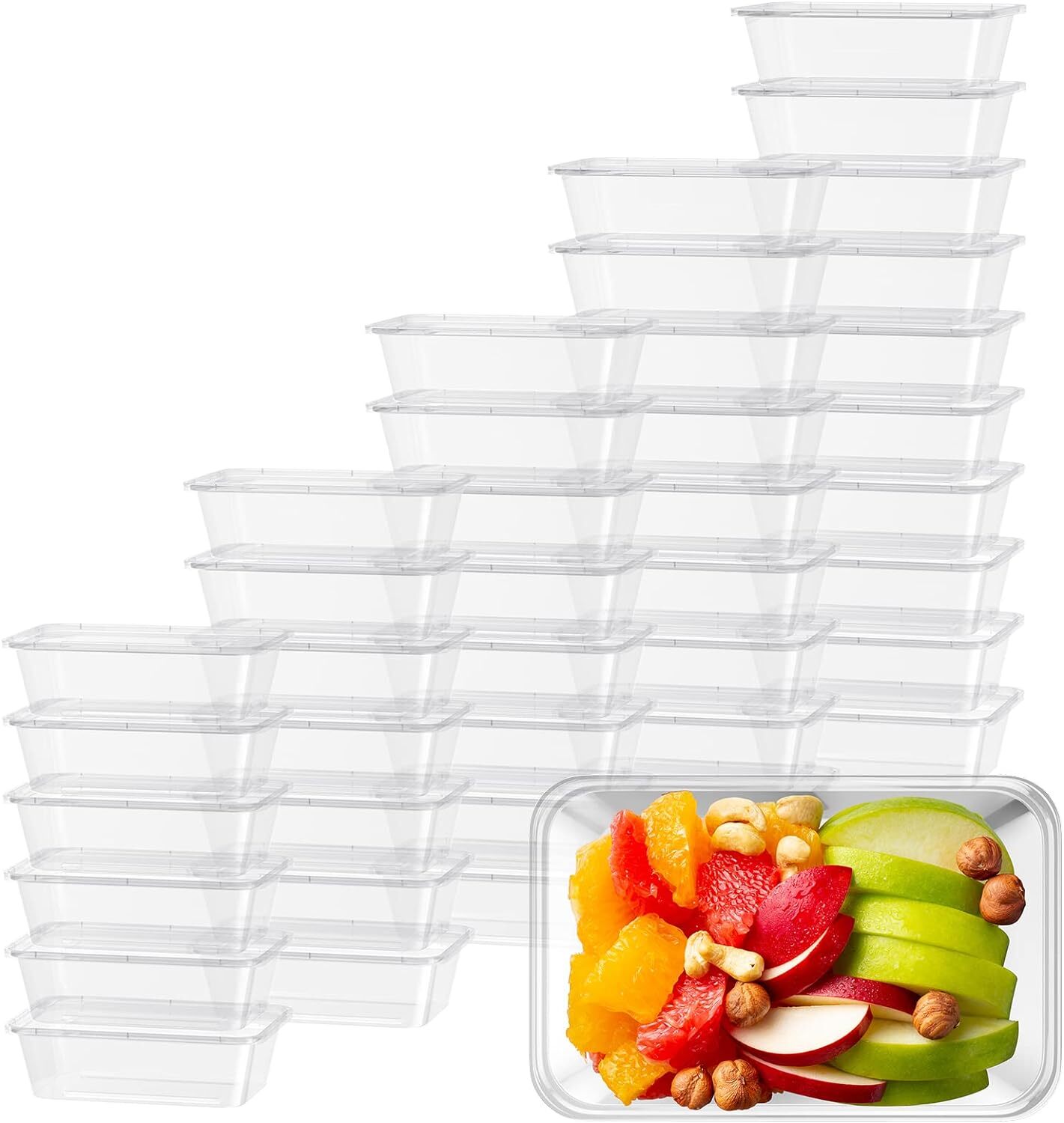 96pcs 2000ml Reusable Food Containers Plastic Meal Prep Storage - BPA Free