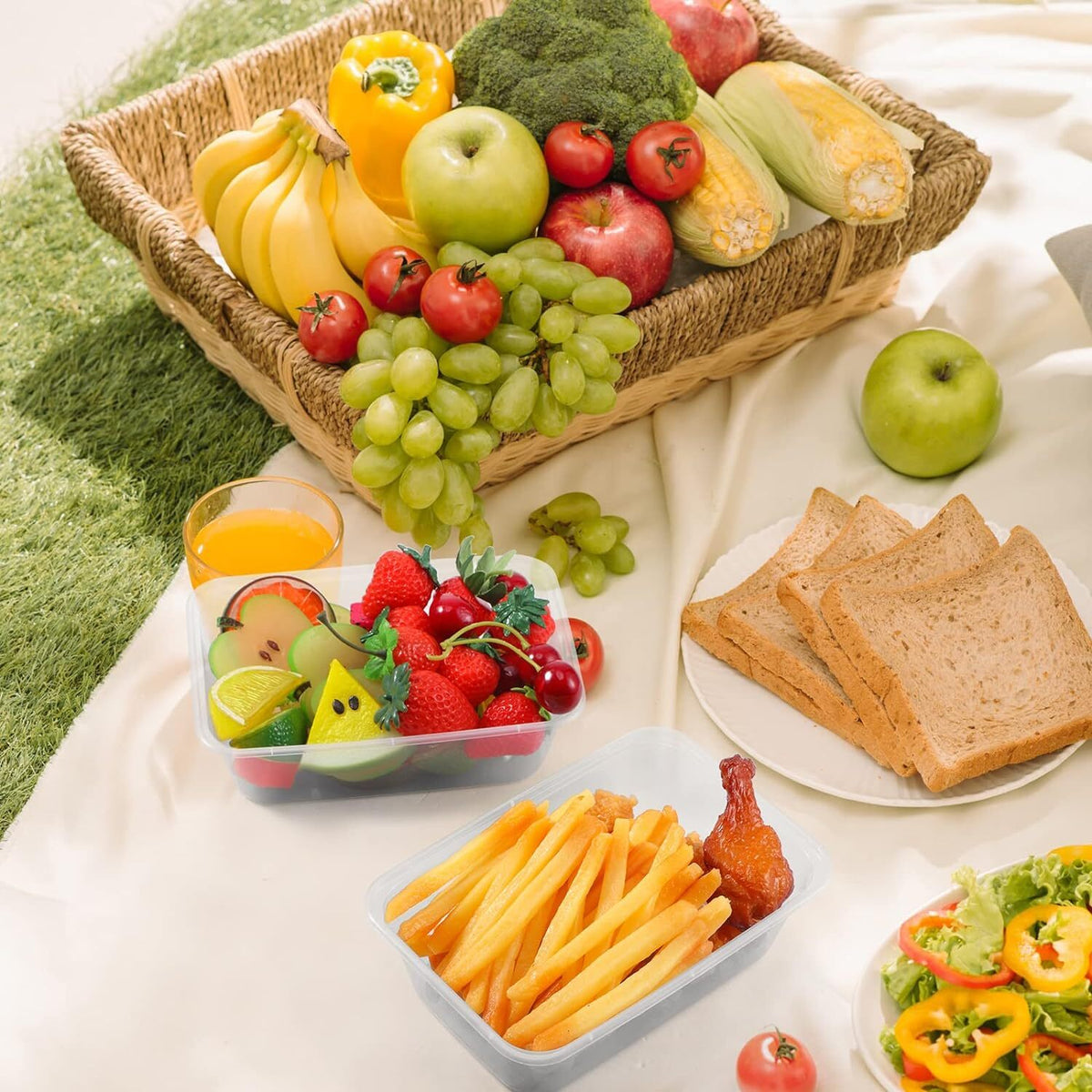 96pcs 2000ml Reusable Food Containers Plastic Meal Prep Storage - BPA Free