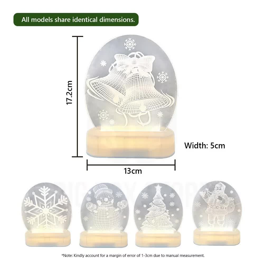 CarolCraft Christmas LED Acrylic USB Lamp Set of 5 Decoration Ornament Xmas Gift