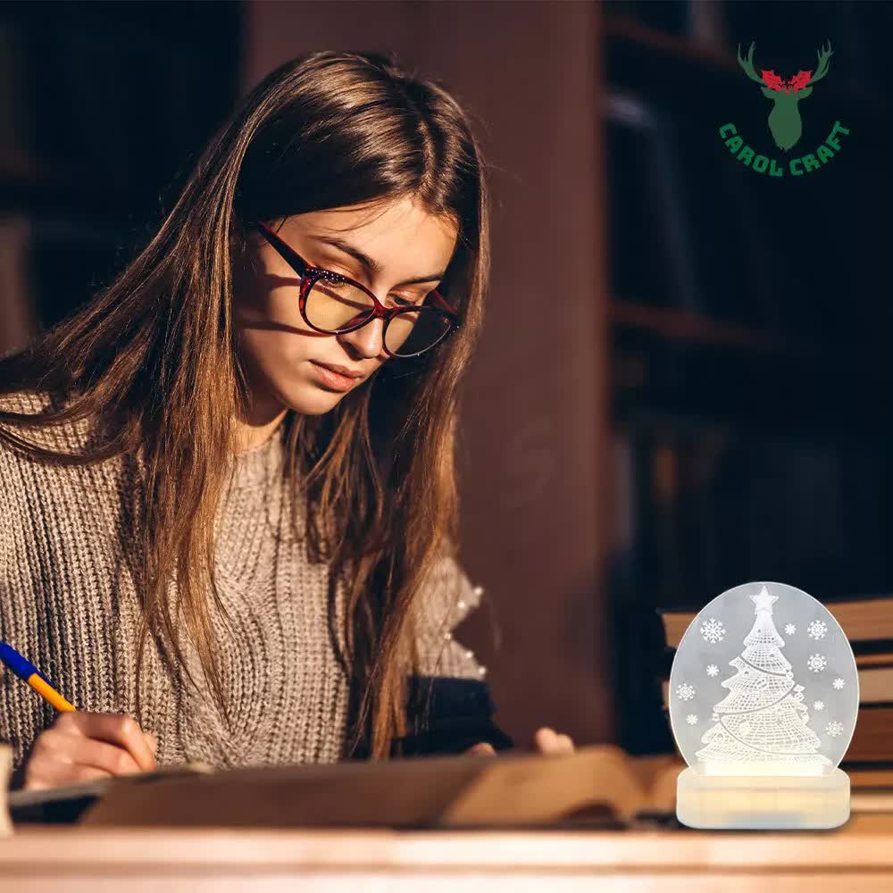 CarolCraft Christmas LED Acrylic USB Lamp Set of 5 Decoration Ornament Xmas Gift